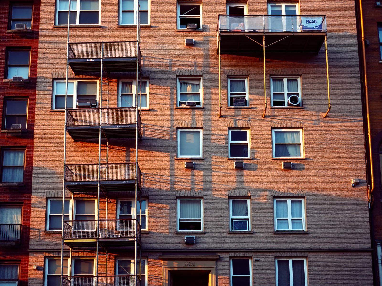 Pre-war apartment building facade — commercial work